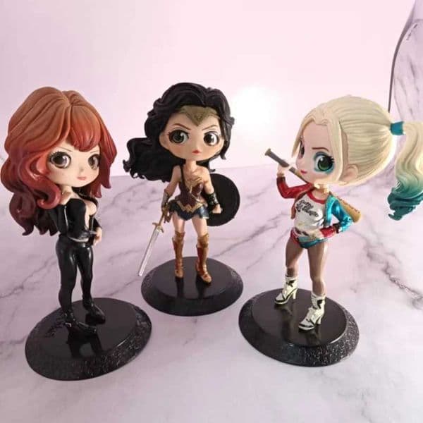 Qposket Wonder Woman Harley Quinn Clown Action Doll Model Toy Cake Decoration Series Friends Birthday GiftXJ250311