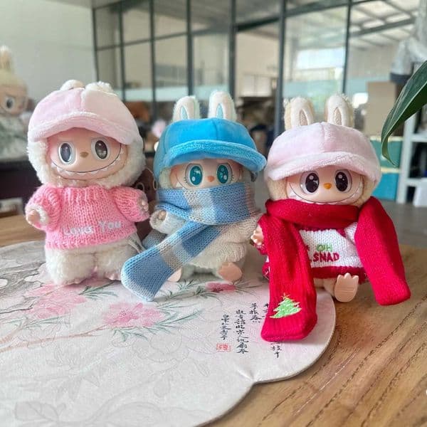 17cm Labubu I II Cute Plush DollS Clothes Idol Dolls Sitting Party Christmas Clothing Scarf Accessories For Korea Kpop Exo X250311