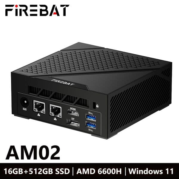 FIREBAT AM02 MINI-PC AMD R5 6600H DDR4 16GB RAM 512GB SSD WIFI6 BT5.2 Portable Desktop MINI-PC Computer