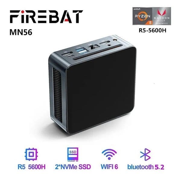 FIREBAT MN56 Mini PC Gamer AMD Ryzen 5 5600H Windows 11 DDR4 Nvme SSD MiniPC WIFI6 BT5.2 For Gaming Desktop Computer