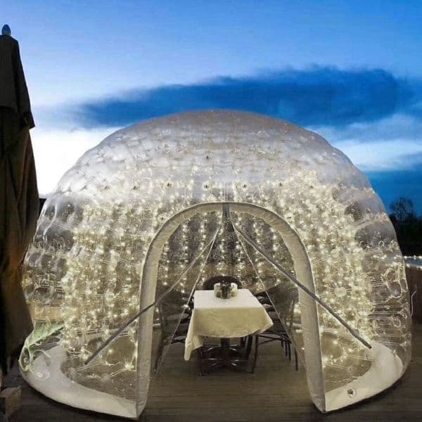 Dome Tent with Optional LED Light 4m dia (13.2ft) with blower Outer Diameter Commercial Transparent Bubble Tent House for Camping Party Outdoor Event