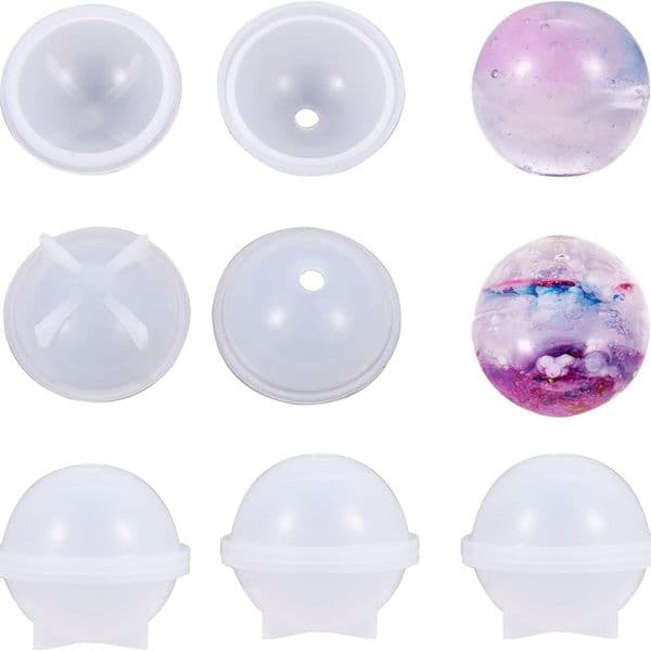 Home 3D Sphere Silicone Mold Round Ball Mould 20/30/40/50/60mm Soft Mold for UV Resin Craft Epoxy Resin Art Supplies Jewelry Making Craft Tools LT1638