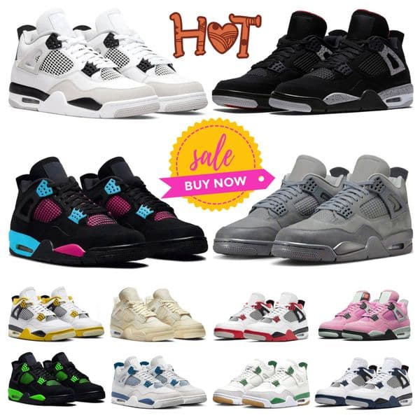 Top Designer 4 Wet Cement Mens 4s Basketball Shoes J4 Military Black Cat White Oreo Red Thunder Bred Reimagined Oxidized Green Seafoam Sail Infrared Women Sneakers