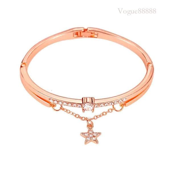 Bg Star Bracelets Bangle Women Iced Out Rhie Pendant Bracelet for Girls Birthday Gift Sier Rose Gold Fashion Design Charm Jewelry