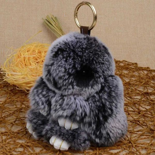 LFPU real rabbit pendant keychain real Rex rabbit shaped fur keychain fluffy bag car charm keyring jewelry X250318