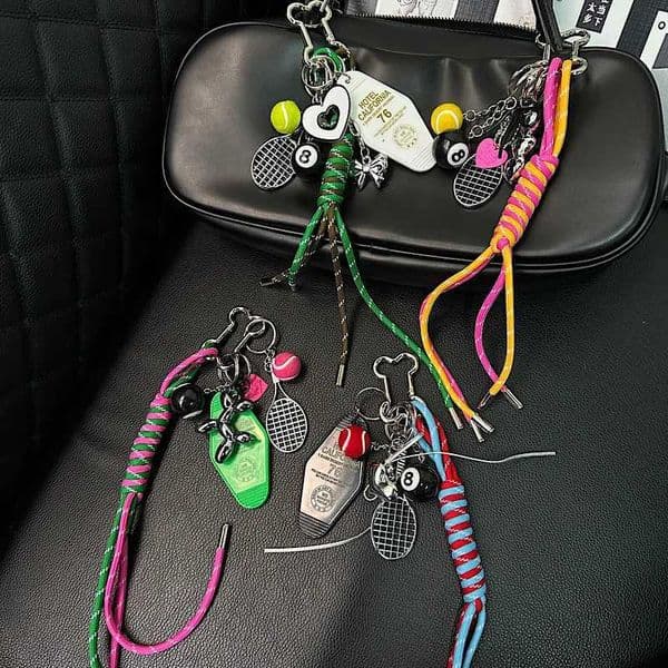 Little niche Instagram blog with the same bag accessories Diy accessories keychain M-series braided rope mobile bag pendant X250318