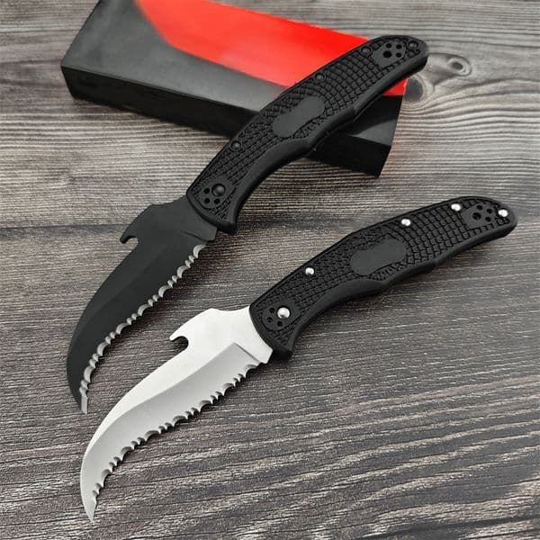 High Quality Serrated Blade Tactical Cutter Knife D2 Steel Folding Knives Nylon Fiber Handles Excellent Outdoor EDC Hunting Hiking Cutting Tool L250808