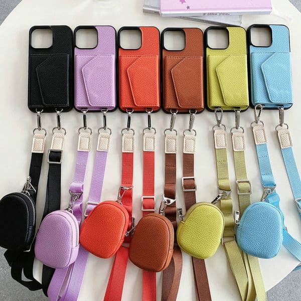Wallet Phone Designer for Apple iPhone 16 14 13 12 11 Max 15 Plus Card Holder Pro 2 Case Fashion Crossbody Shoulder Strap Cover