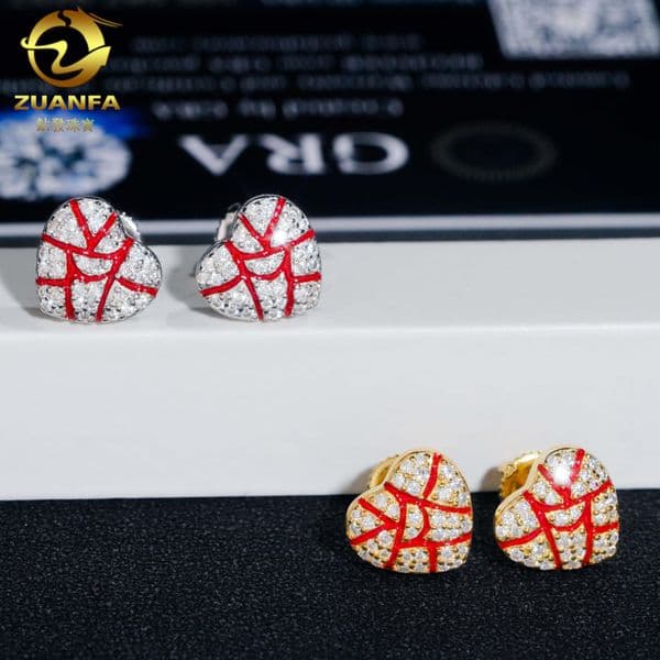 2022 new mens and womens heart-shaped earrings 925 sterling silver earrings with VVS Mozambique hip-hop earrings