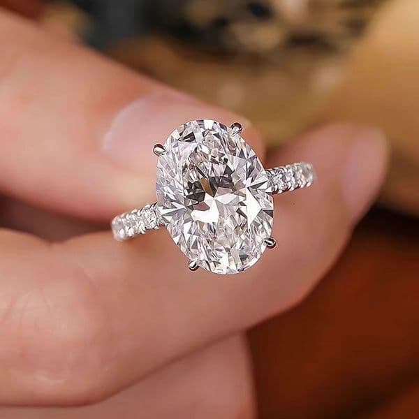 925 sterling silver 3-carat oval pigeon egg moissani diamond four claw ring for womens light luxury hip-hop