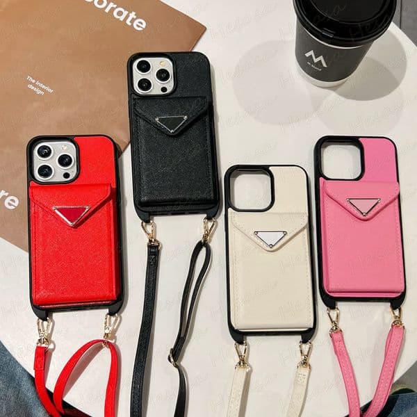 Leather Protection Designer Letter Phone Case for iPhone 16 15 Plus 14 13 12 Pro Max Folio Magnetic Buckle Card Slot Pocket Holder Storage Cover with Crossbody Strap