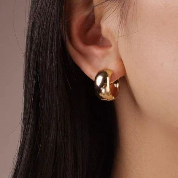 Hoop Earrings Small Mini Sized Tube Silver Gold Colors High Polish Classic Simple Women Chunky Thick Round Circle Earring Hoops