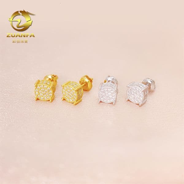 Hot selling s925 pure silver with D-color VVS round Mozambique earrings mens and womens classic earrings