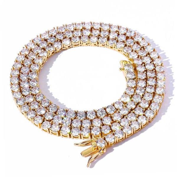 designer necklaces women titanium steel plated gold tennis chain necklace 4MM wide 1 row CZ diamond iced out chains men rapper hip hop designer jewelry woman luxe gift