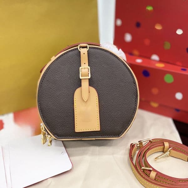 Designer Mini Round Bag Women Shoulder Bag Leather Handbag Crossbody With Shoulder Strap Mini Boite Chapeau Series M44699