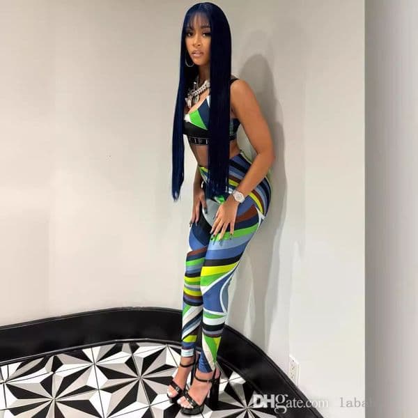 2025 Spring Summer Designer Tracksuit Printed Two Piece Set Women Beach Vacation Colorful 2Pcs Yoga Sets Sexy Sleeveless Tank Top And Slim High Waist Pants
