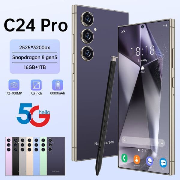 Smart phone C24 Pro Hot Android phone 16+1T 7.3-inch large screen
