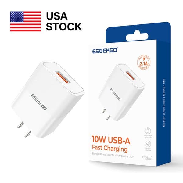 USA STOCK ESEEKGO T-02UA Travel Adapter 10W US Standard With Retail Package ship in 2 days