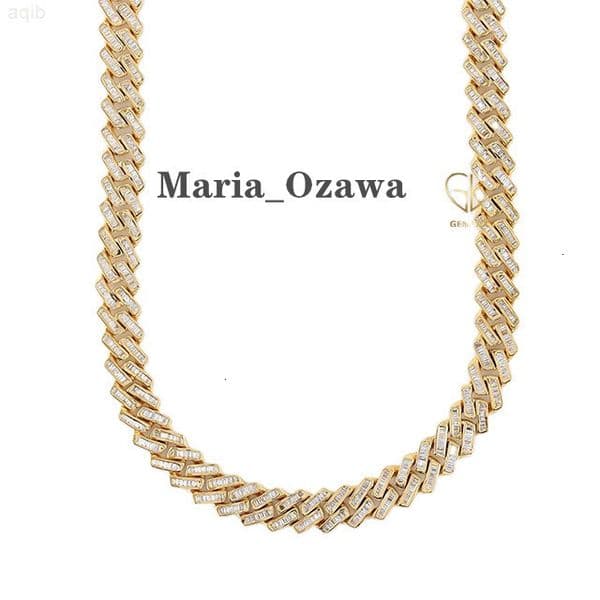 New Design Bust Down Baguette Cut Moissanite Diamond Hiphop Jewelry Gold Finish Iced Out Miami Cuban Chain Necklace for Men