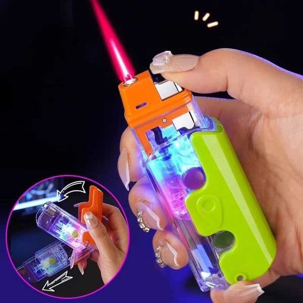 Novelty Refillable Butane Gas Lighter Pink Torch Jet Flame Windproof Cool Lighters Led Light Cute Smoking Accessories Gadget