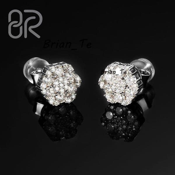 Wholesale 10K 14K 18K Gold Vvs Moissanite Flower Earring Hot Selling Round Brilliant Cut Diamond Stud Earrings