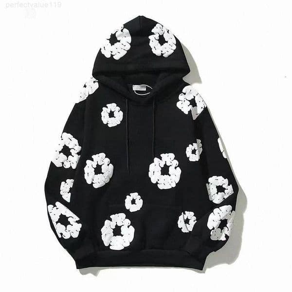 Denim short Hoodie Mens Pullover Designer Kapok Style jacket jeans Sweatshirt Cotton Wreath Hoodie Streetwear Tracksuit Tech Fleece Womens Sportswear 7