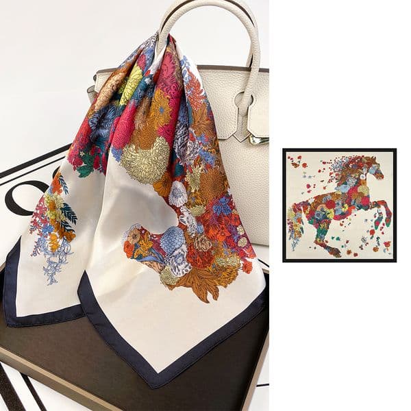 Plain crepe satin luxury silk scarf --8499625
