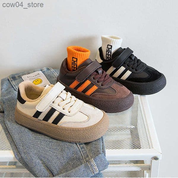 Athletic Outdoor Spring New Black White Sports Children Medium Size Velcro Casual Running for Girls and Boys Board Shoes Y250330LV4F XJ260205