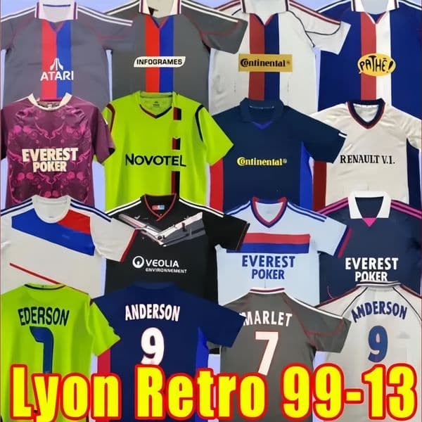LyonS retro soccer jerseys Vintage Classic football Shirt 00 01 02 08 09 10 11 12 13 99 2000 2001 GOVOU PJANIC BENZEMA JUNINHO M.BASTOS BEN ARF Olympique Lyonnais