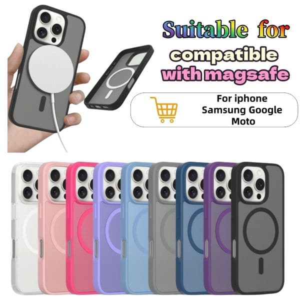 Magsafe Phone Case For iphone 16 16e 15 14 12 11 12pro 16PLUS 16PRO 13Mini 13 14 plus 15 Pro Max TPU PC 2in1 Anti-Scratch Scrub Skin Magnetic Back Cover Wireless Charging