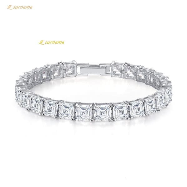 Unisex Trendy Tennis Chain Bracelet With CZ Rhodium Copper Gold Diamond Cubic Zirconia Classic Square Design for Parties Gifts