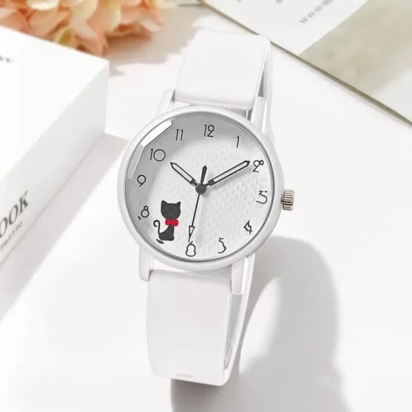 Cute Girl Quartz Watch Lovely Cat Dial Silicone Strap Women Wristwatches Sport Ladies Watches Relógio Feminino Birthday Gift