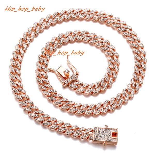 TikTok Viral Layered CZ Chains Set 8mm 18 Iced Out Bling Cuban Chain Necklace Hiphop Jewelry for Man Woman