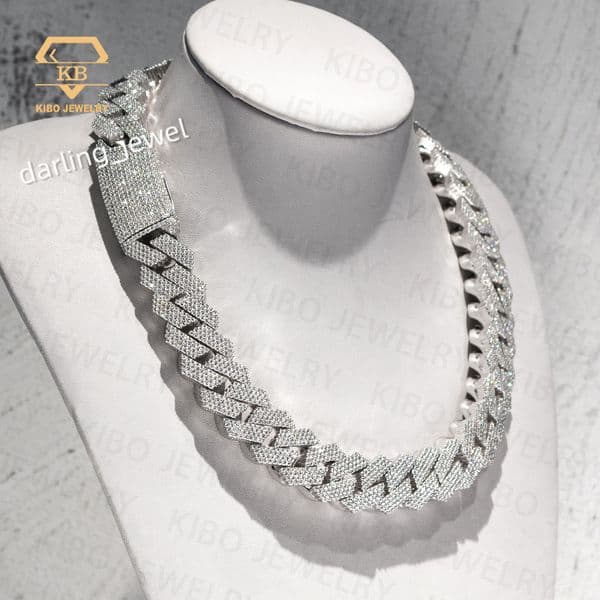 Hip Hop Huge Rapper 925 Silver Gold Plated Mossanite 20MM VVS1 LAB Grown Moissanite Diamond Iced Out Cuban Link Necklace