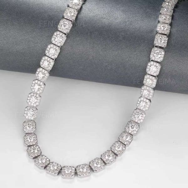 10mm/12mm Hip Hop Jewelry Rock Sugar Moissanite Necklace Sier Chain
