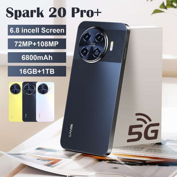Spark 20 Pro+ 6.8HD 2+16GB display 72MP+108MP camera Android 8.1 mobile phone fingerprint face recognition GPS Global 5GLTE Bands