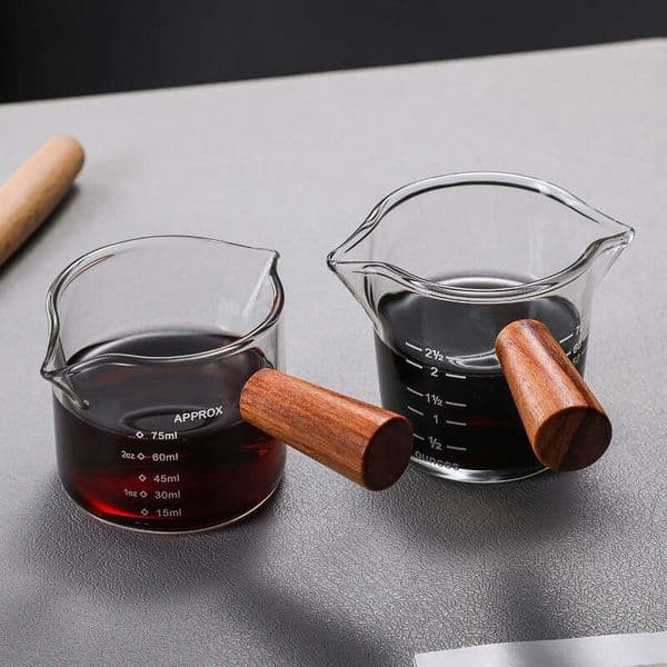 Straight double mouthed insulated milk cup, Italian glass coffee measuring cup