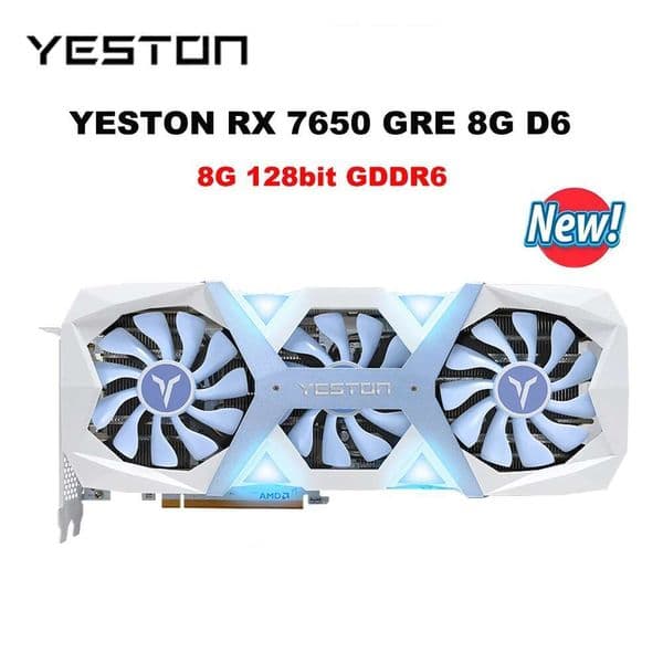 YESTON RX 7650 GRE 8G D6 Game Master Graphic Card 7650gre GDDR6 128bit 2350MHz 6NM AMD Gaming Video Card Computer Desktop GPU