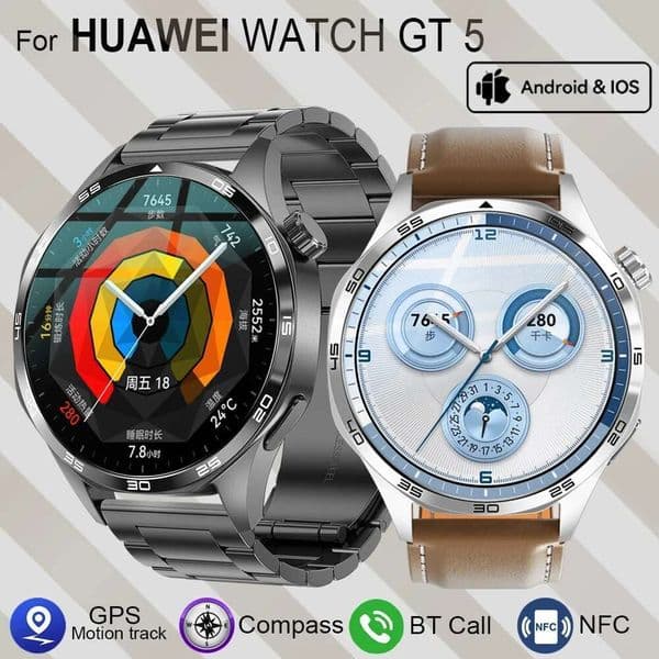 2024 New For Ultra Smart Watch GT5 Pro Sports Smart Bracelet Men NFC GPS Trackr Compass 1.53" AMOLED Screen Bluetooth call Smartwatch