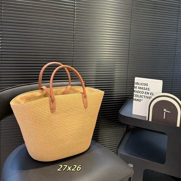 beach designer tote Luxury shououlder handbags for womens weave straw bag top quality handle shopper weekender clutch 27cm