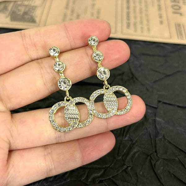 Luxury Diamond Earrings Brand Dangle Earrings Designer Brand Letter Stud Earrings Women Jewelry Accessories