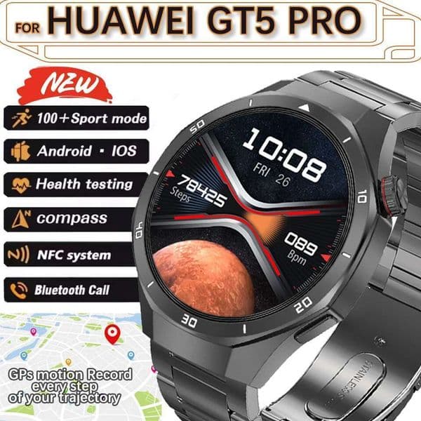 Original For Android IOS GT5 Pro Smartwatch 2025 GPS Navigation AMOLED Screen NFC Compass Bluetooth Call Sports SmartWatch New