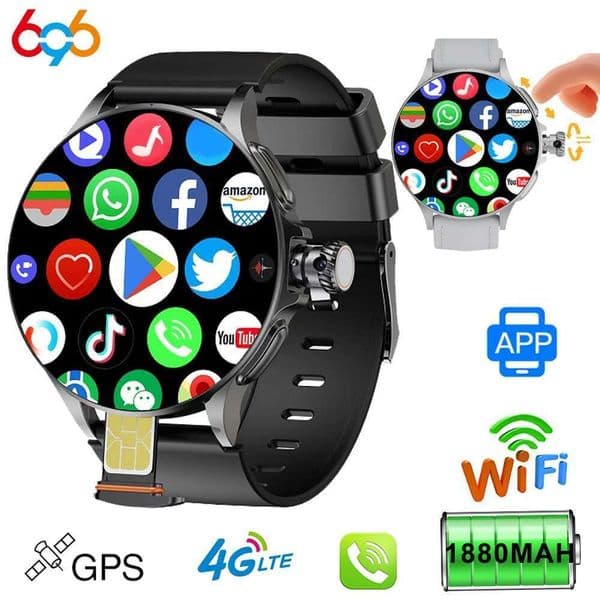 4G+32G ROM Android Smart Watch Men GPS HD Camera NFC 4G SIM Card Smartwatch Women WIFI Wireless Fast Internet Access Video Call