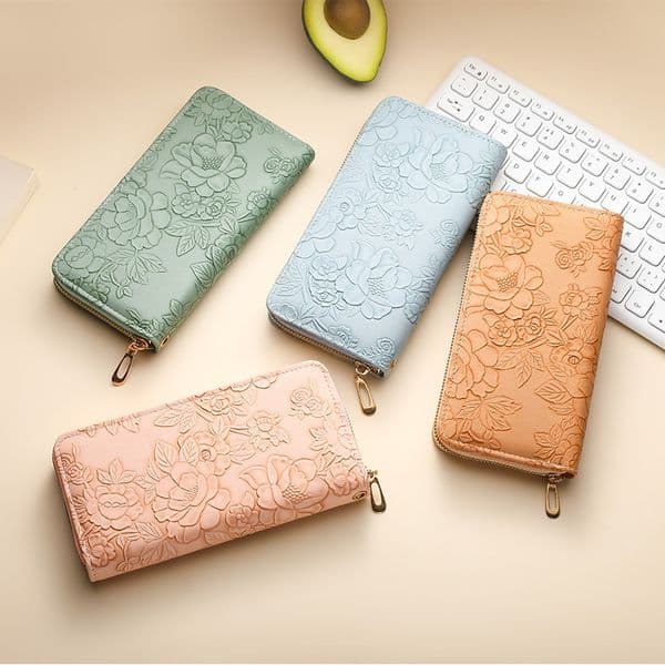 Fashion Long Ladies Wallet Vintage Handbag Flower TLXT Clutch Bag Coin Purse Wallet Zipper Multifunctional Ladies Mobile Phone Bag