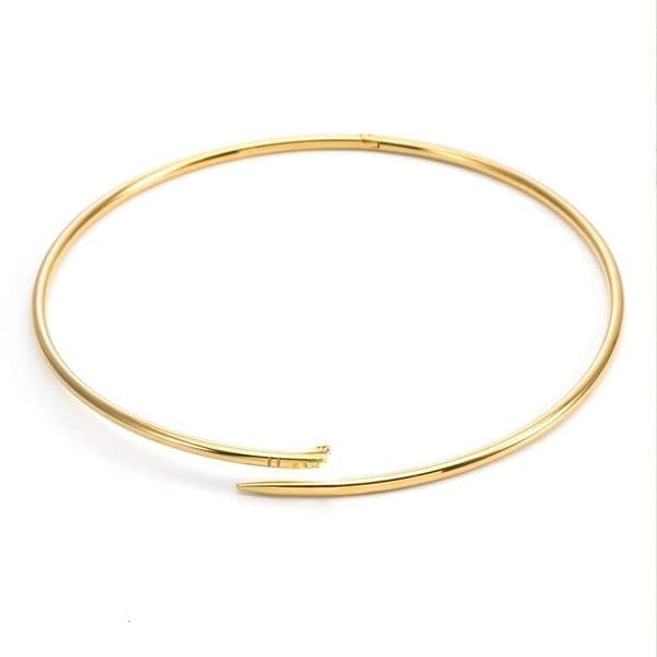 Pendant Necklaces Pendant Necklaces Womens Nail Collar Pattern Glossy Hard Ring Necklace Classic Nail Shaped Diamond Free Collar Chokers AA