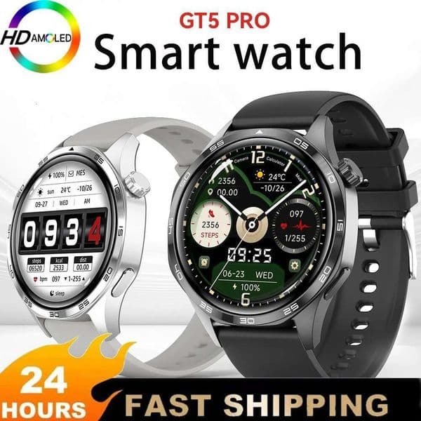 2025 New Original 1.53inch Men GT5 Pro Max AMOLED Screen GPS Sports Watch Tracker NFC Bluetooth Call Smartwatch For Android IOS