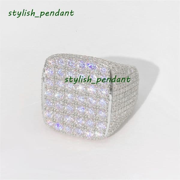 Cool Men Rings 925 Sterling Silver VVS Bling Moissanite Diamond Ring Punk Jewelry Nice Gift