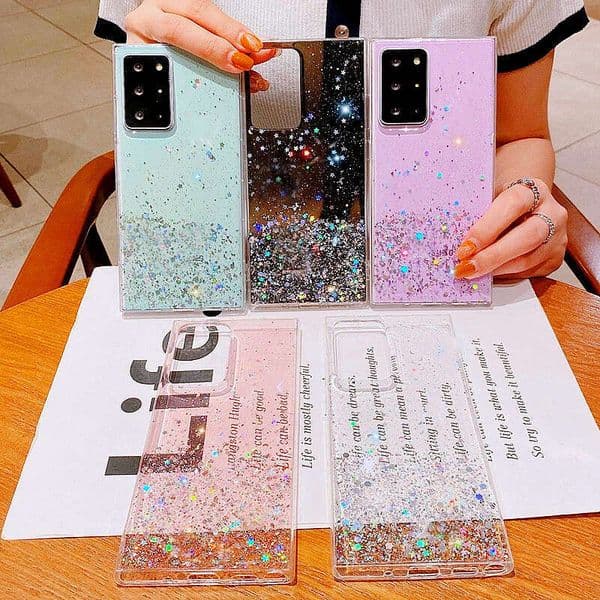 Applicable to Note10 case, S25Plus Starry Sky SAM glitter Sier foil M30 epoxy resin phone case