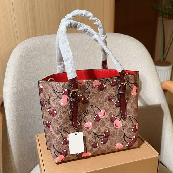 12A Tote Bag Designer Bag luxury shoulder bag leather large capacity travel bag women's handbag fashion cherry print crossbody bag DHgate luxury bags