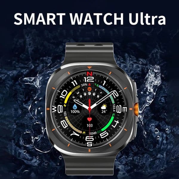 The new WATCH ULTRA smartwatch features heart rate blood oxygen monitoring, compass, AI voice recording, and TWS connection
